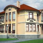 Progetto di casa a due piani in mattoni gialli, in stile Art Nouveau