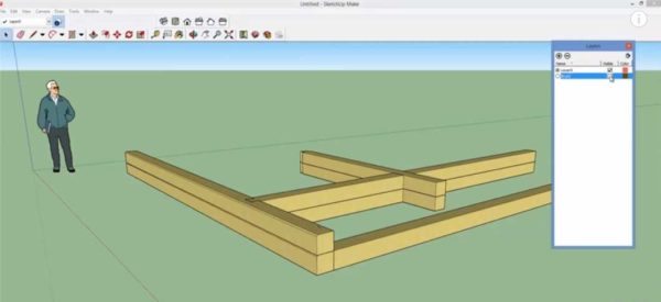 U programu ScratchUp također možete modelirati drvenu ili brvnaru, ali sve se mora ručno