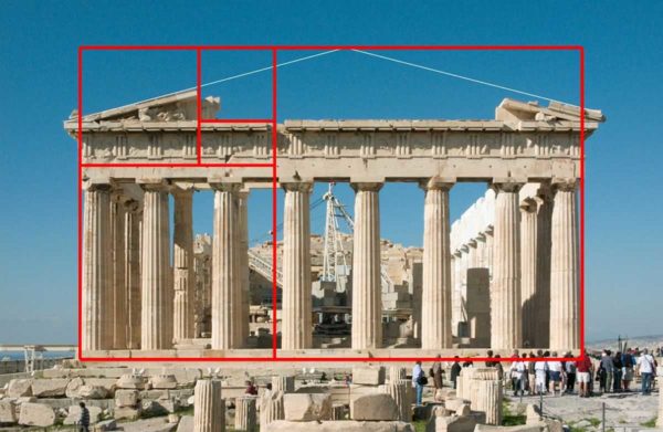 Los edificios supervivientes de la antigüedad también están sujetos a la regla de la sección áurea.