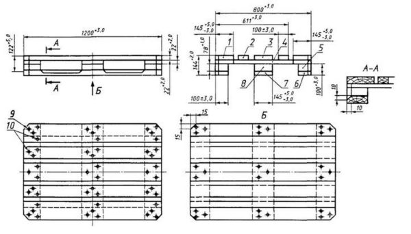 Disegno e dimensioni del pallet in legno