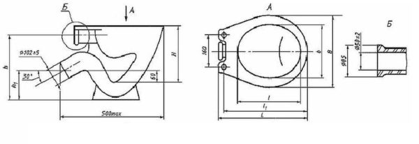 Disegno di un water senza ripiano di GOST