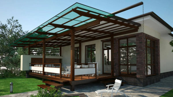 pérgola adosada a la casa